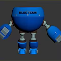 Blue Robot Game Movie Character Featuring Blue Team Logo And Mechanical Appearance