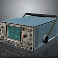 Vintage Blue Portable Oscilloscope Equipment With Green Grid Screen And Control Knobs