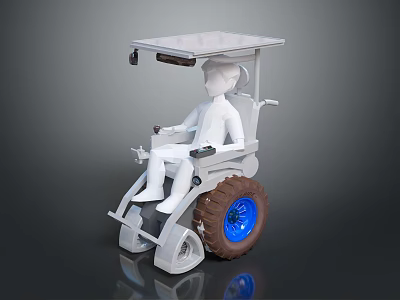 Solar Powered Utility Vehicle With Roof Panel Driver Seat And Large Tires 3d model