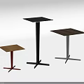 Modern Square Top Side Tables With Red Black Silver Bases And Wooden Metal Designs