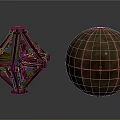 Creature Inspired Diamond Shaped Metal Sculpture And Character Like Spherical Copper Artwork