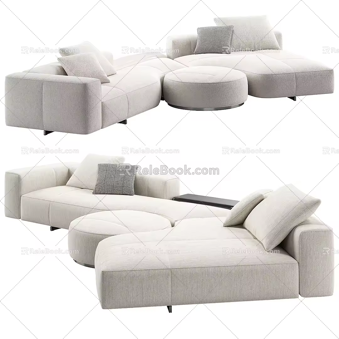 Modern Minotti multi-person sofa corner sofa sofa pillow sofa 3d model