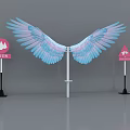 Pink And Blue Wings Photo Check-in Spot With Check-in Signs And Signposts