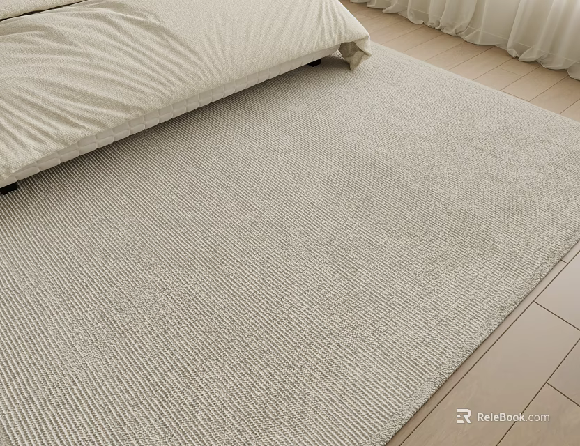 Comfortable Light Colored Lazy Sofa In Bedroom With Wooden Floor And Soft Rug 3d model 