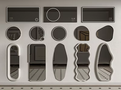 Decorative Mirrors with Various Shapes and Modern Design Elements 3d model