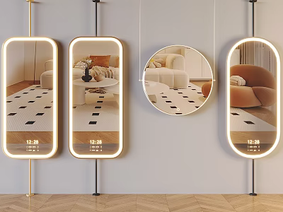 Modern Interior Mirrors With Various Shapes And Reflections 3d model