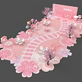 Romantic Pink Cherry Blossom Event Decor With Pathway Tables And Chairs