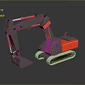 3D Gray And Red Excavator Model With Tracked Design And Construction Vehicle Features 3d model