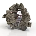Intricate Rock Structure With Central Metal Staircase And Internal Passage 3d model