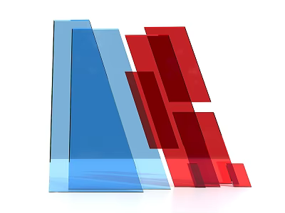 Modern rhombic oblique block element red and blue acrylic stage background board modeling design fashion net red DP hot play classic young summer spell 3d model