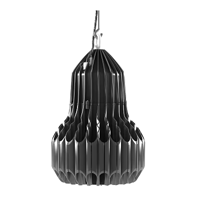 Modern Black Metallic Chandelier With Intricate Geometric Striped Structure Design 3d model