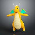 Cute Yellow Dragon Game Character With Green Wings White Belly And Green Claws