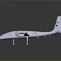 White Aircraft Design Model With Long Wings Two Propellers And Body Markings On Dark Background