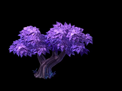 Artistic Purple Tree With Lush Layered Purple Leaves And Branched Trunk 3d model