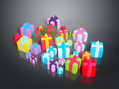 Colorful Gift Boxes With Vibrant Hues For Daily Living And Gifting 3d model