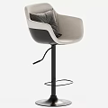 Modern Bar Stool With Gray Cushion White Black Frame And Swivel Metal Base
