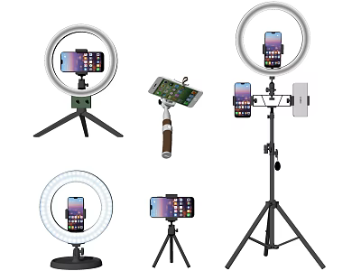 Iron Art Phone Stand With Ring Light And Tripod For Multiple Devices Design 3d model