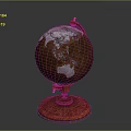 Brown Globe With White Snowy Regions And Red Stand Base