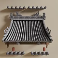 Ancient Architecture Roof With Carved Eaves Gray Tiles And Hanging Lanterns