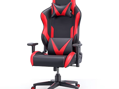 Black Red Modern Leisure Chair With Ergonomic Design And Adjustable Armrests 3d model