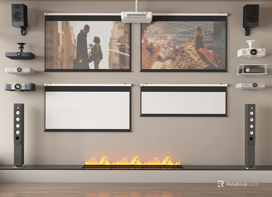 Advanced Projection and Surveillance System With Screens Projector Speakers and Cameras 3d model 