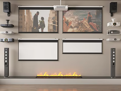 Advanced Projection and Surveillance System With Screens Projector Speakers and Cameras 3d model