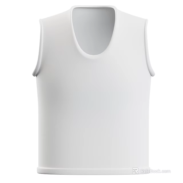 Basic White Sleeveless Tank Top With Plain Design And Comfortable Fit 3d model 