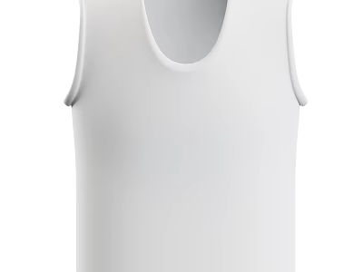 Basic White Sleeveless Tank Top With Plain Design And Comfortable Fit 3d model