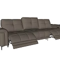 Modern Beige Leather Sectional Sofa With Reclining Seats And Comfortable Design