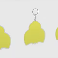 Three Yellow Check-in Keychains With Shaped Design And Silver Chains Rings