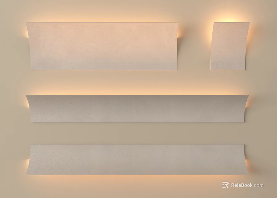 White Elongated Wall Mounted Light Panels With Soft Illuminated Features 3d model