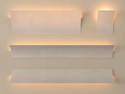 White Elongated Wall Mounted Light Panels With Soft Illuminated Features 3d model