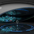 Futuristic Technology Device Featuring Holographic Projection Blue Circular Ring Digital Cityscape Data And Central Sensor 3d model