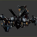 Detailed Mechanical Robot Figure With Colorful Armor Plates And Weapon Components