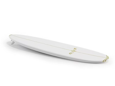 Premium White Surfboard With Gold Stripe Logo Lightweight Design For Water Sports Equipment 3d model