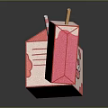 Red Milk Carton And Drink Cup With Straws And Spilled Liquid Marks As Daily Supplies