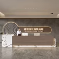 Elegant Modern Business Office Reception Desk With Warm Ambient Lighting For Architectural Design Company