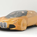 BMW Futuristic Concept Car With Golden Textured Body and Signature Kidney Grille