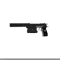 Tactical Pistol With Black Barrel Wooden Grip Metal Frame And Classic Design