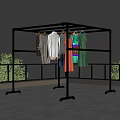 Drying rack balcony hanging rack ceiling clothes pole clothes sky 3d model