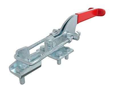 Metal Clamp With Red Handle Industrial Fastening Mechanical Fixture Tool 3d model