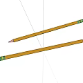 Two Golden Pencils With Green Accents Placed On White Background Surface
