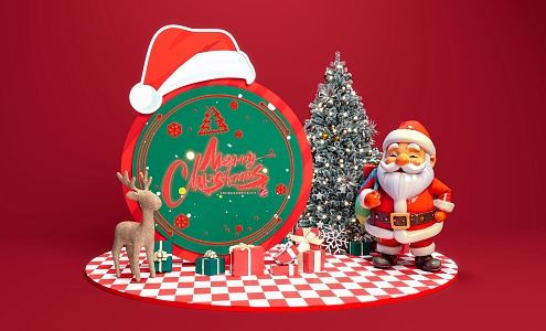 Christmas Beauty Chen Santa Claus Christmas Tree Christmas Fawn Gift Box Christmas Hat Holiday Beauty Chen Shopping Mall Beauty Chen 3d model