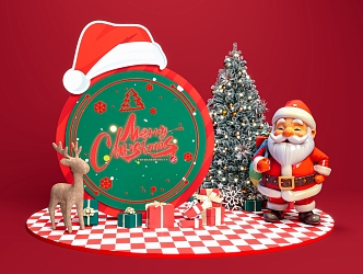 Christmas Beauty Chen Santa Claus Christmas Tree Christmas Fawn Gift Box Christmas Hat Holiday Beauty Chen Shopping Mall Beauty Chen 3d model