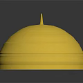 Golden Dome Shaped Traditional Headdress With Intricate Carvings And Top Spike