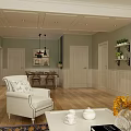 Modern Living Dining Room With White Coffee Table TV Cabinet Ceiling Fan And Large Windows