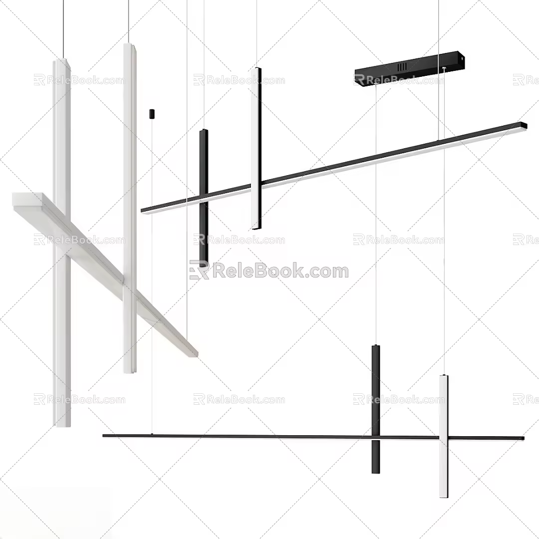 Minimalist style linear pendant lamp design modern geometric pendant lamp art 3d model