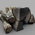 Natural Wood Logs And Stone Blocks With Raw Textured Surfaces Stacked Together