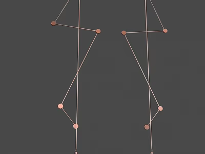Geometric Modern Chandeliers With Copper Metal Lines And Circular Hanging Design 3d model