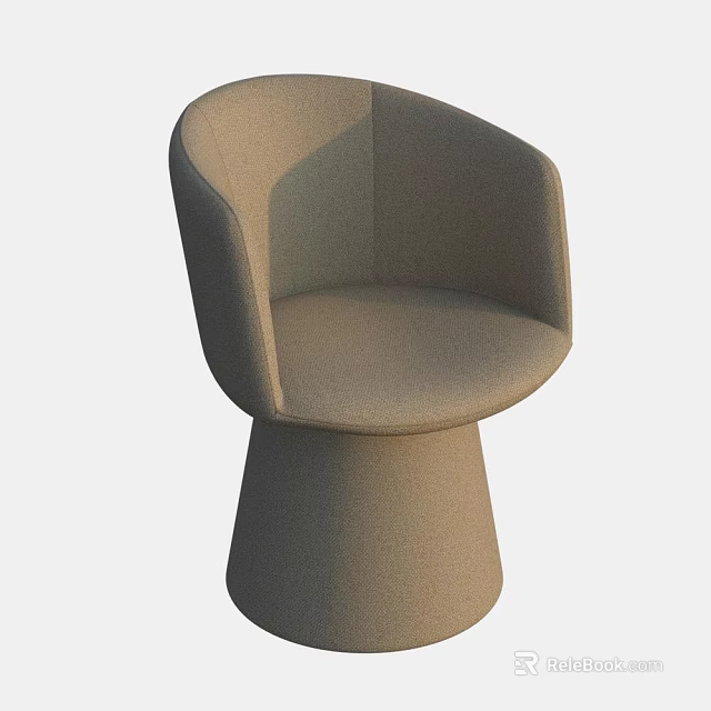 Modern Beige Accent Chair With Ergonomic Armrests And Conical Base 3d model